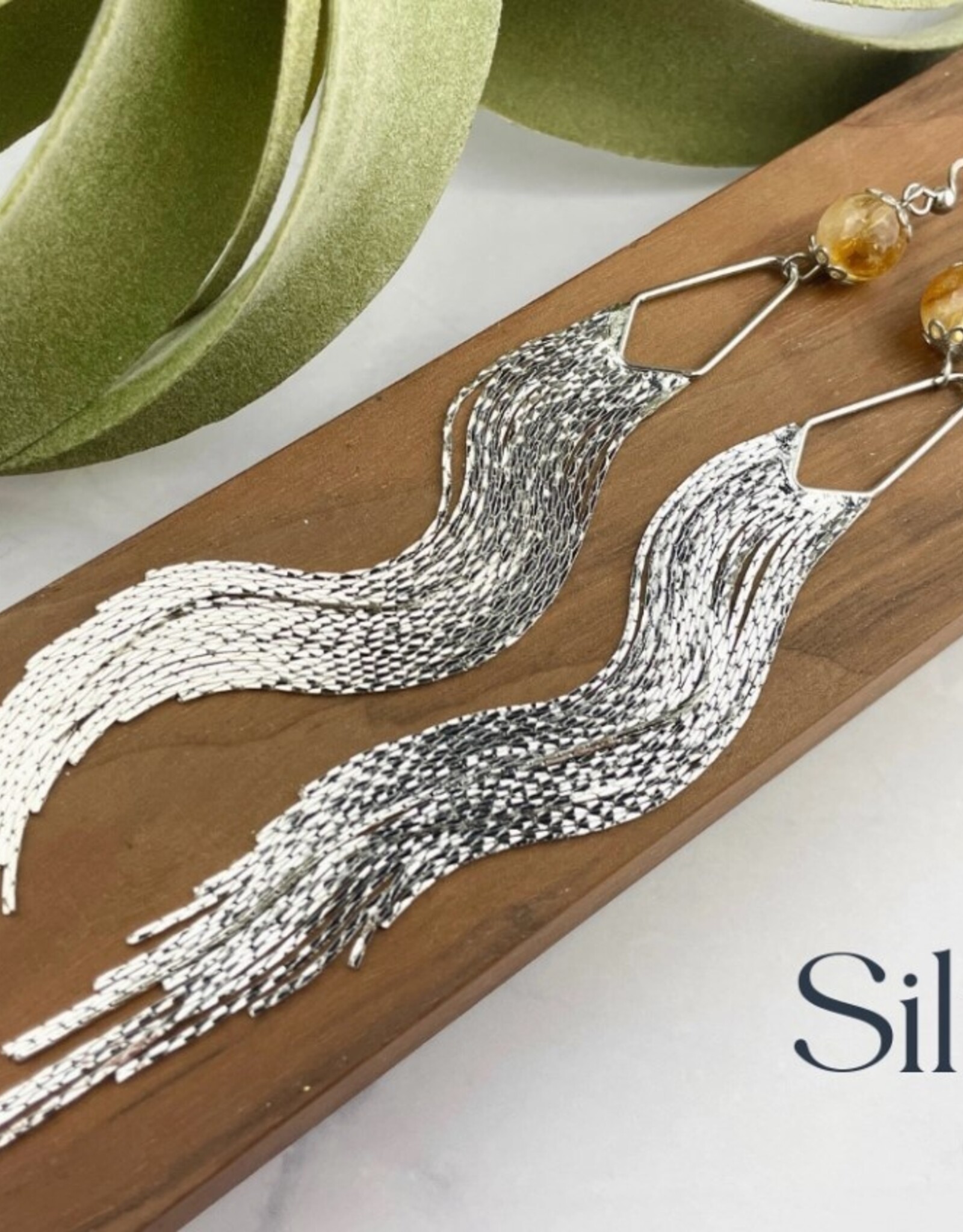 Gemstone Tassel Earrings |