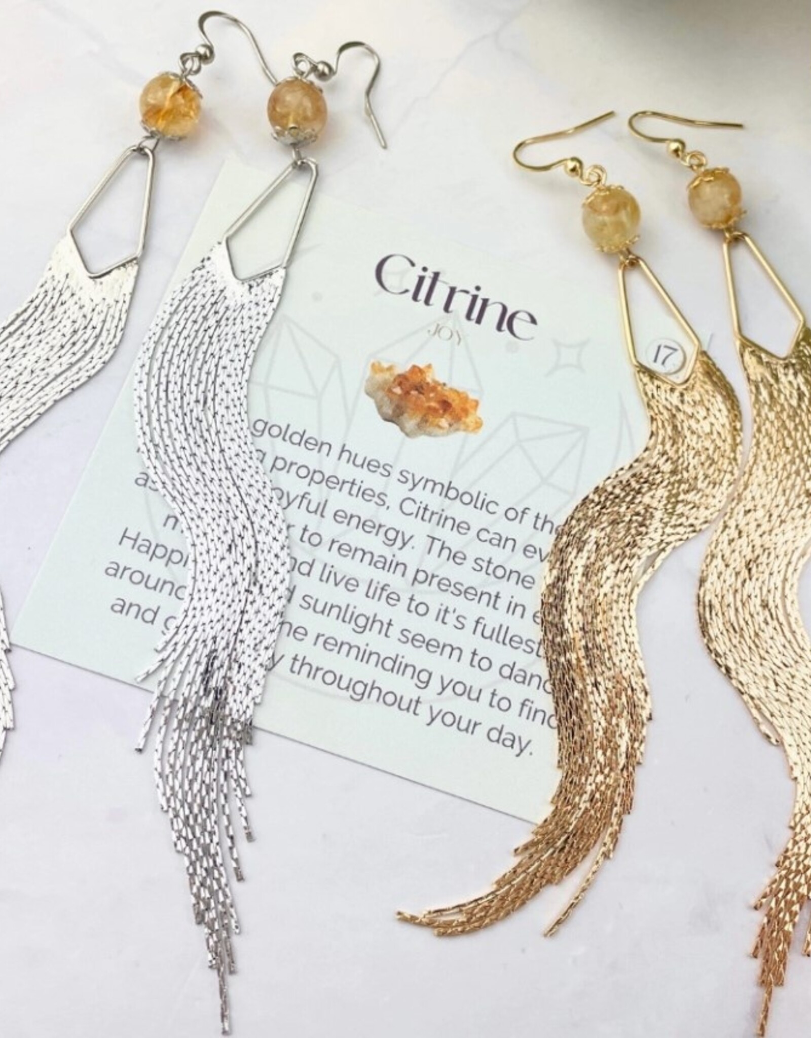 Gemstone Tassel Earrings |
