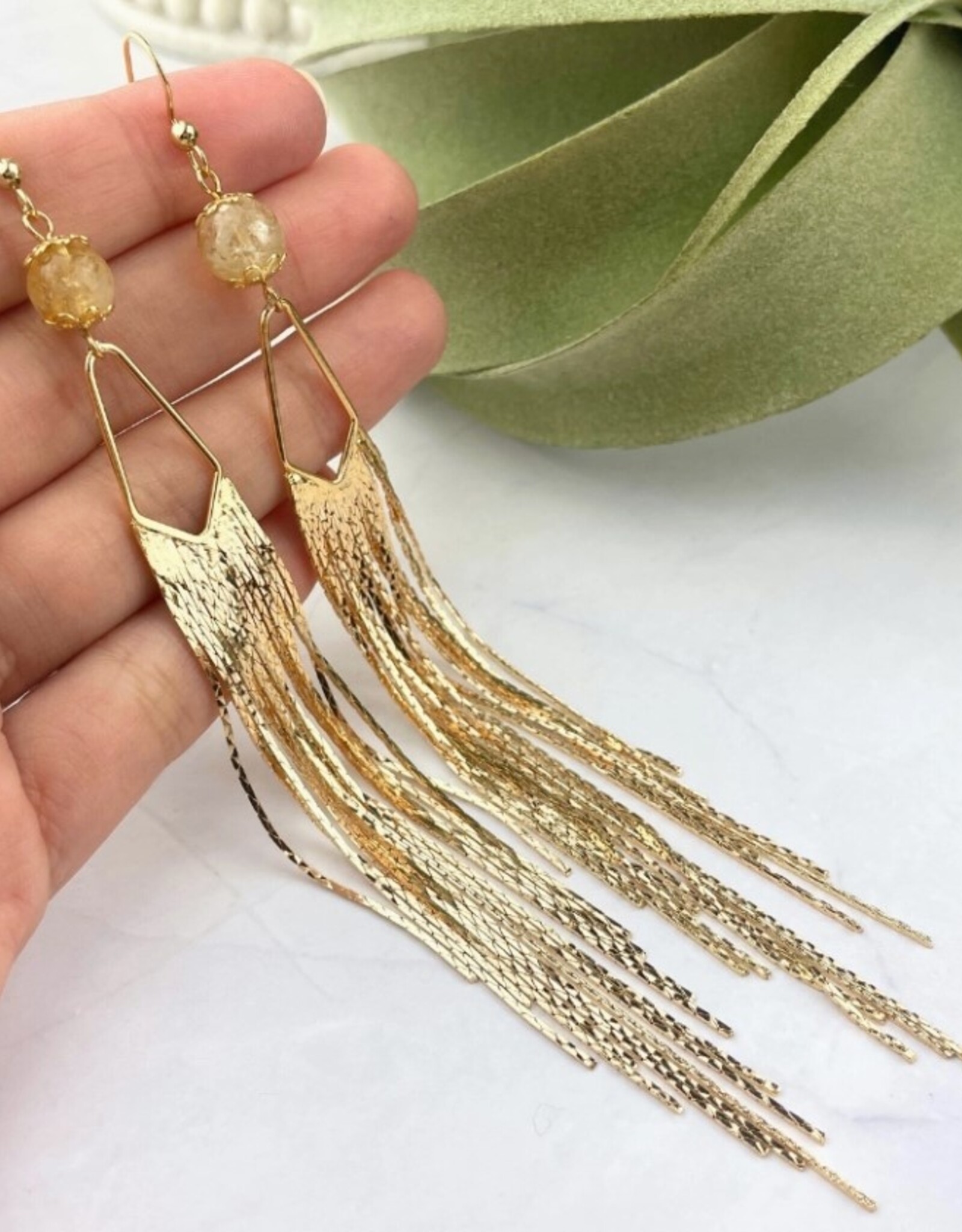 Gemstone Tassel Earrings |