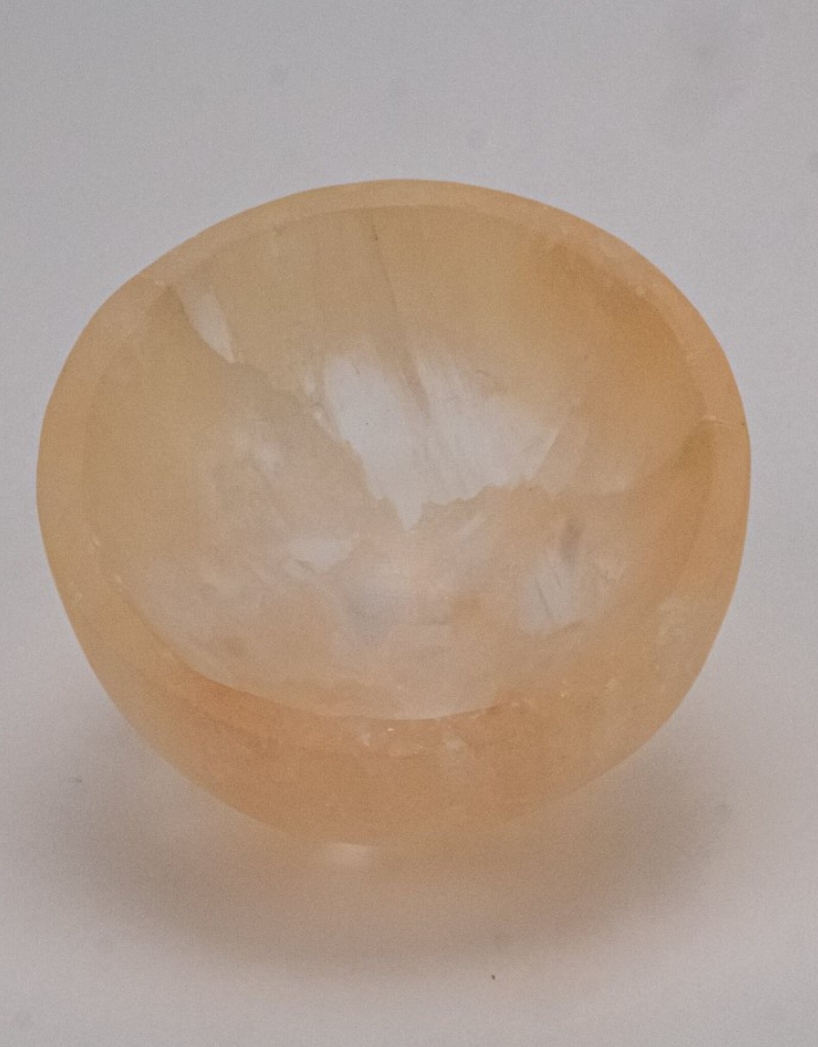 Peach Selenite Round Bowl | 4" | Morocco