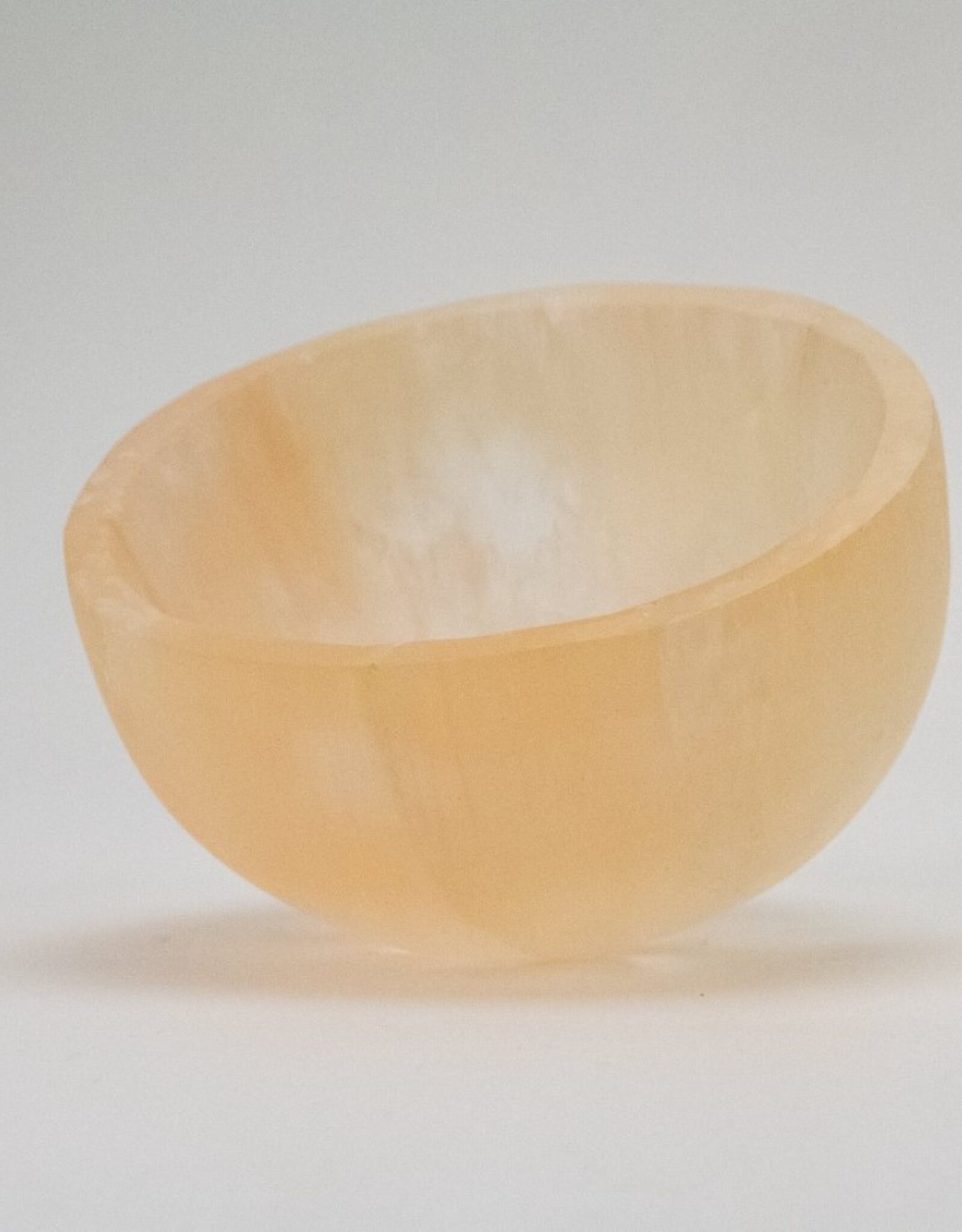 Peach Selenite Round Bowl | 4" | Morocco