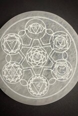 Chakra Selenite Round Crystal Charging Plate | 10cm | Morocco