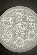 Chakra Selenite Round Crystal Charging Plate | 10cm | Morocco