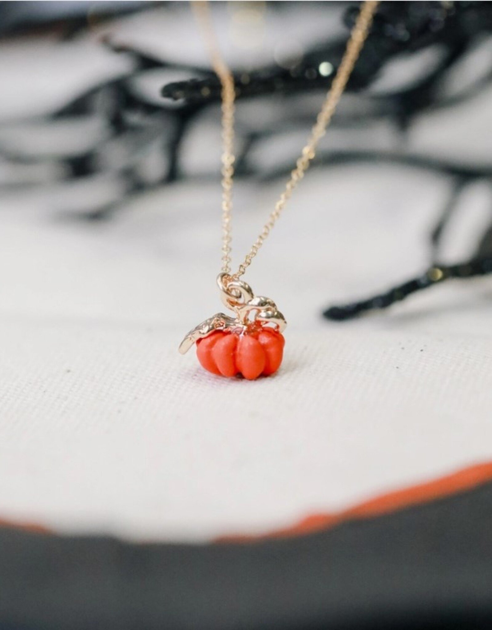 *Dainty Pumpkin Charm Necklace | Gold