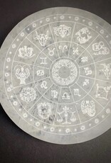 Selenite | Zodiac Wheel Crystal Charging Plate | 15CM | Morocco