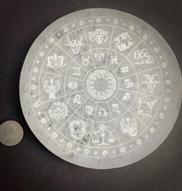 Selenite | Zodiac Wheel Crystal Charging Plate | 15CM | Morocco