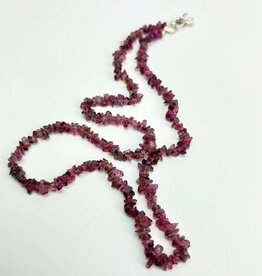 Crystal Chip Necklace | Sterling Silver Clasp | 18" | "A" Grade | Pink Tourmaline