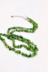 Crystal Chip Necklace | Sterling Silver Clasp | 18" | "A" Grade | Green Garnet