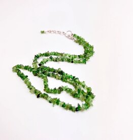 Crystal Chip Necklace | Sterling Silver Clasp | 18" | "A" Grade | Green Garnet