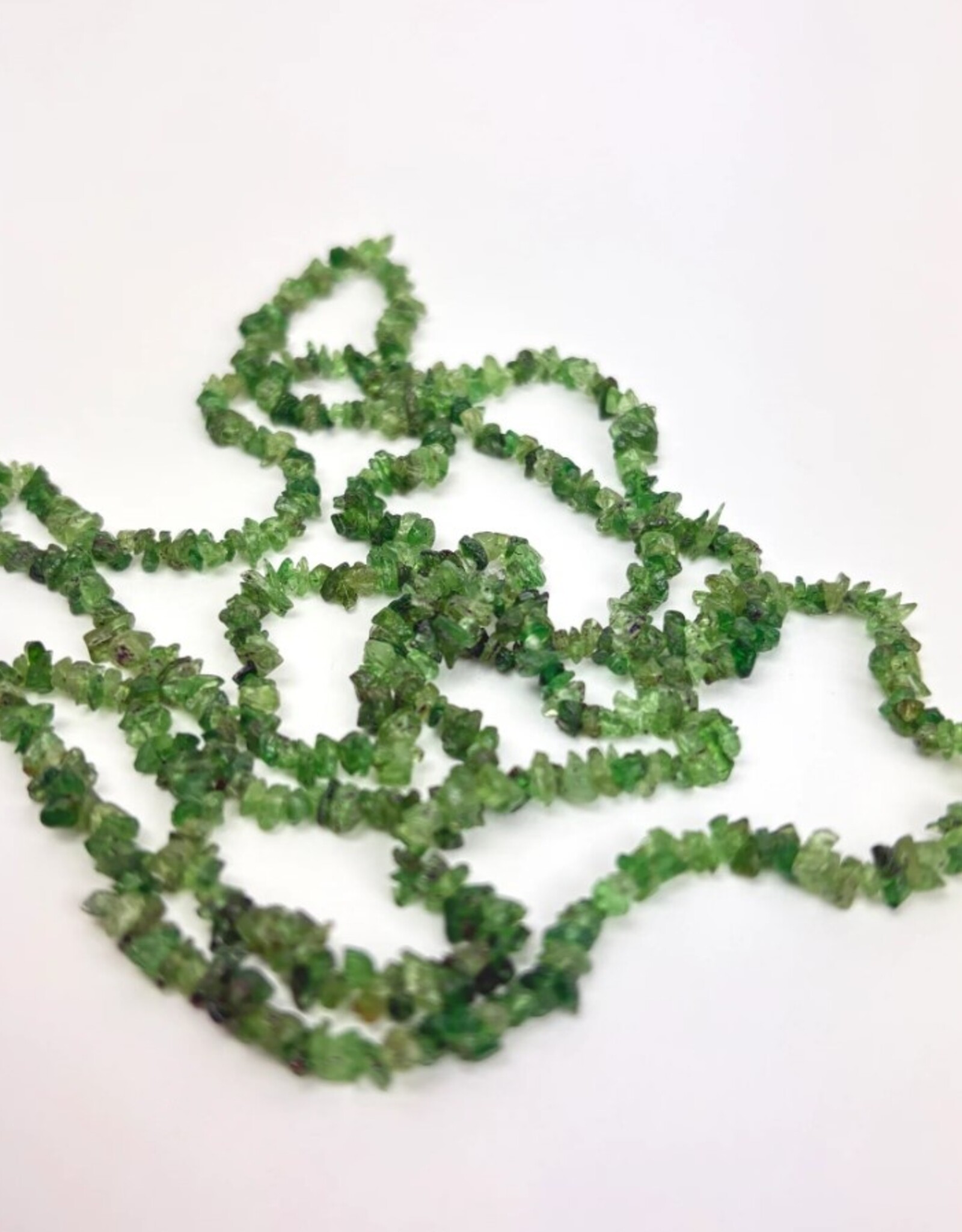 Crystal Chip Necklace | 36" | "A" Grade | Green Garnet
