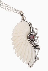 Ancient Remnant Garnet and Bone Pendant Necklace - Silver
