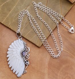 Ancient Remnant Garnet and Bone Pendant Necklace - Silver