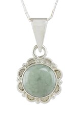 *Light green forest princess jade pendant necklace - silver