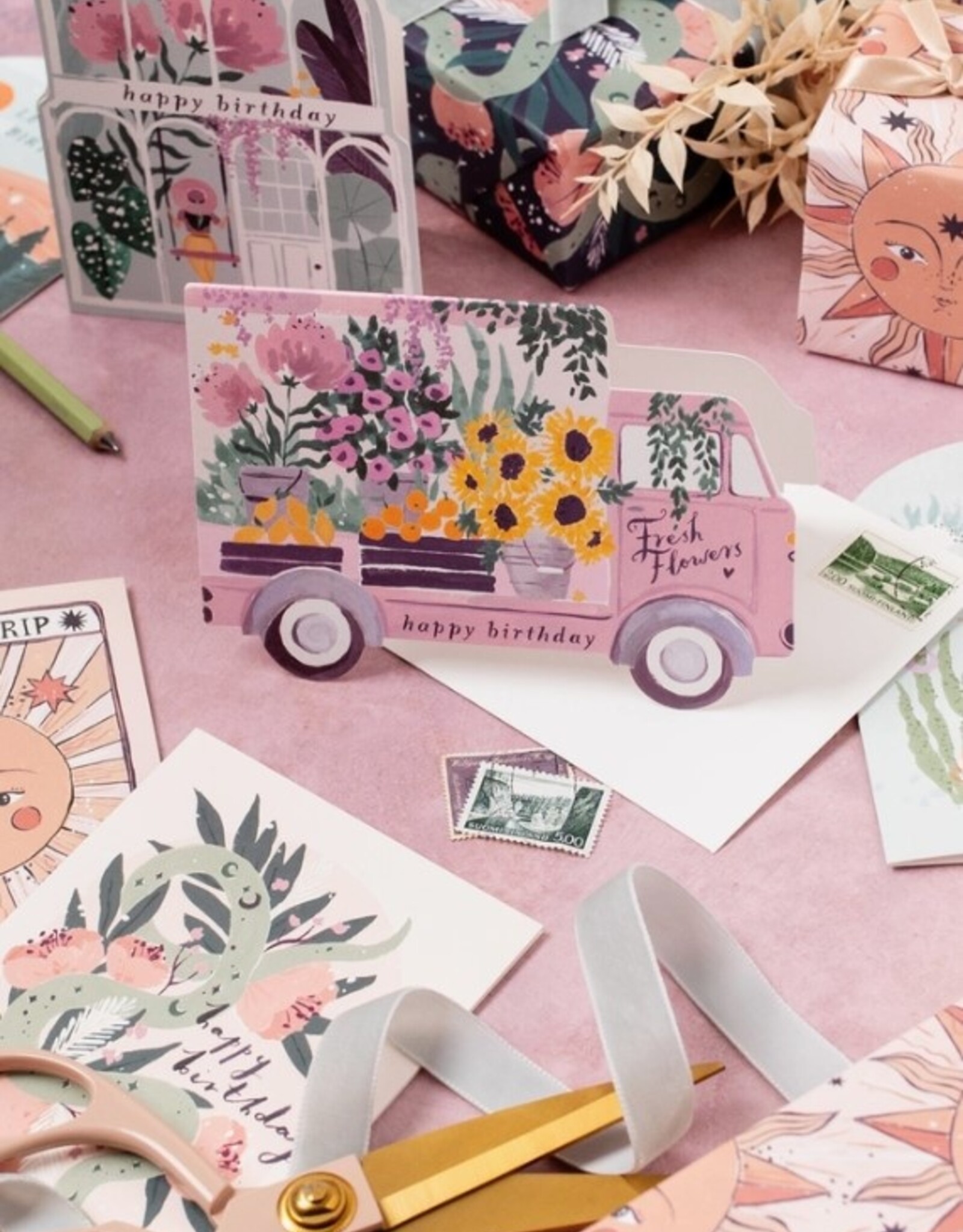 Flower Truck Birthday Card | Female Birthday Card | Floral