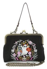 Purple Snake + Ghosts Wreath Kiss Lock Bag in Linen