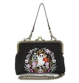 Purple Snake + Ghosts Wreath Kiss Lock Bag in Linen