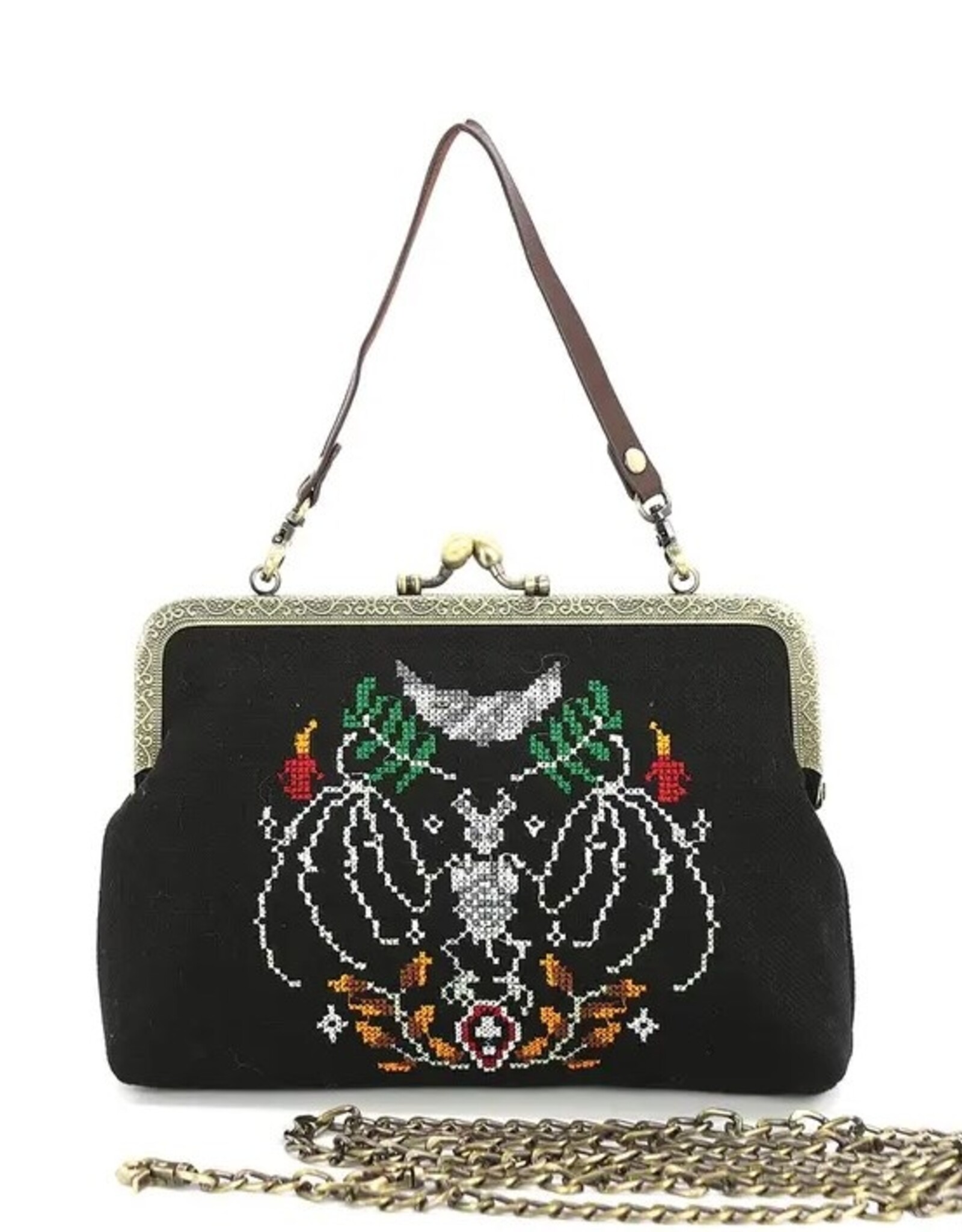 Skull Bat Vintage Kisslock Bag
