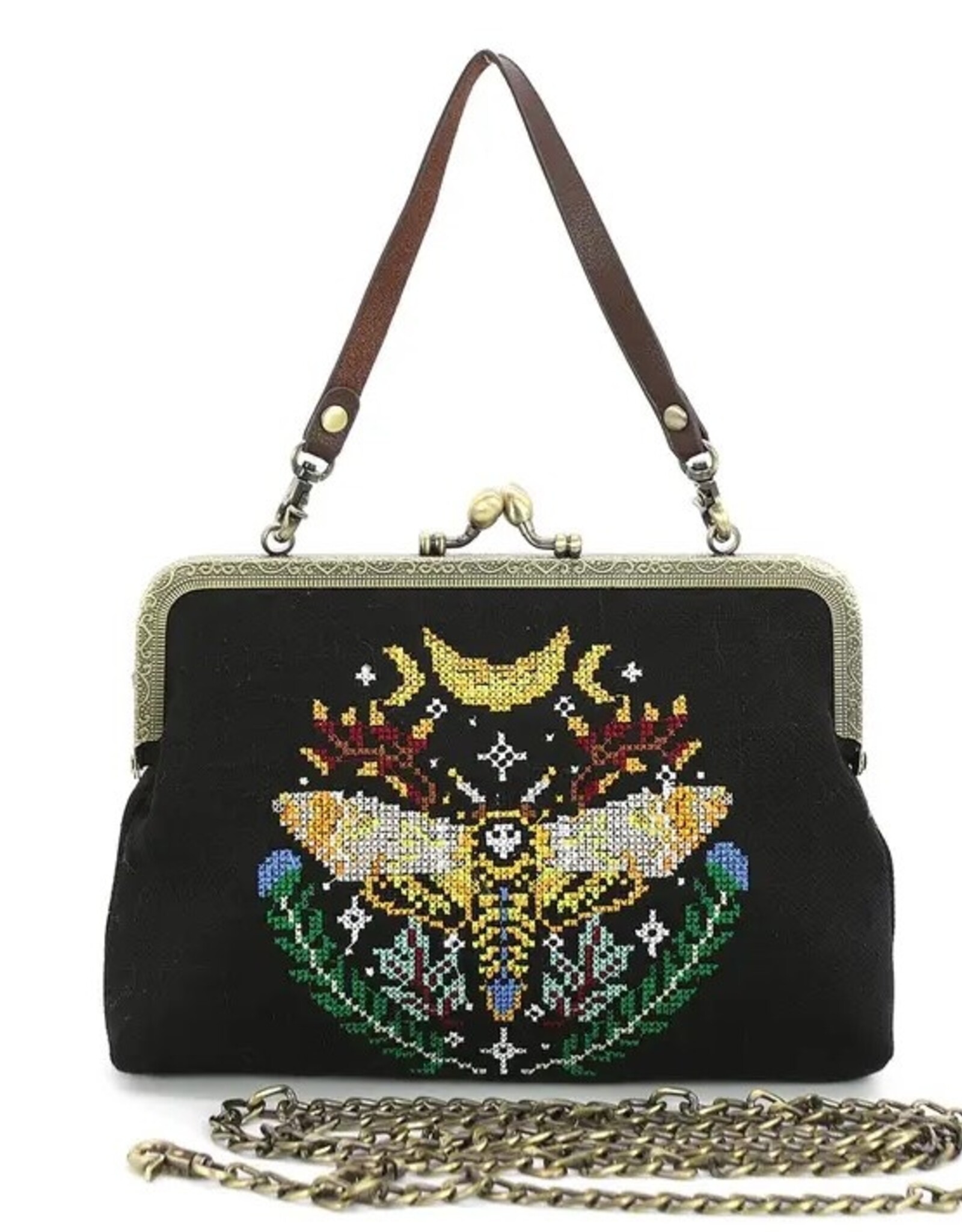 *Skull Head Moth Vintage Kisslock Bag