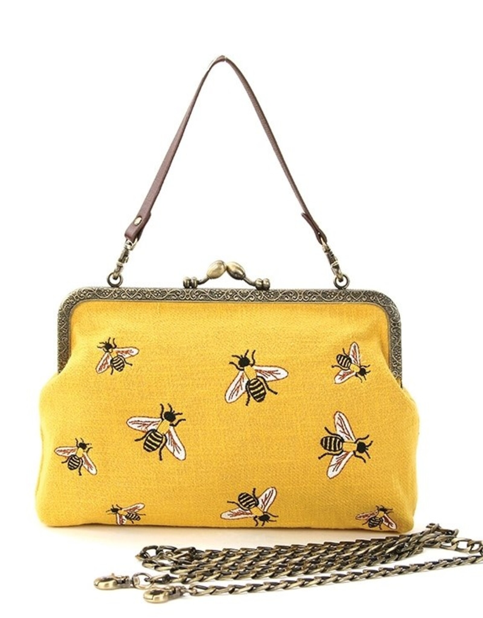 -Bees Kisslock Bag | Yellow