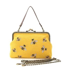 -Bees Kisslock Bag | Yellow -Bees Kisslock Bag | Yellow