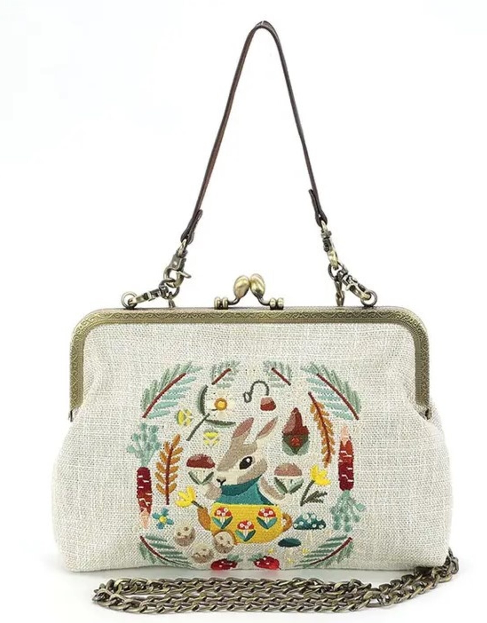 Bunny Kisslock Bag in Linen