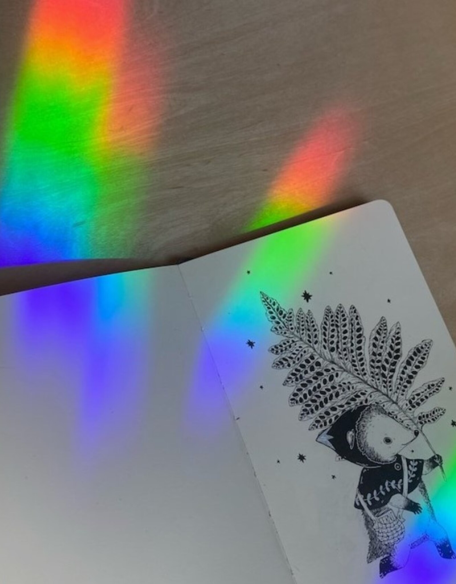 -Lunar Fox Rainbow Suncatcher Sticker