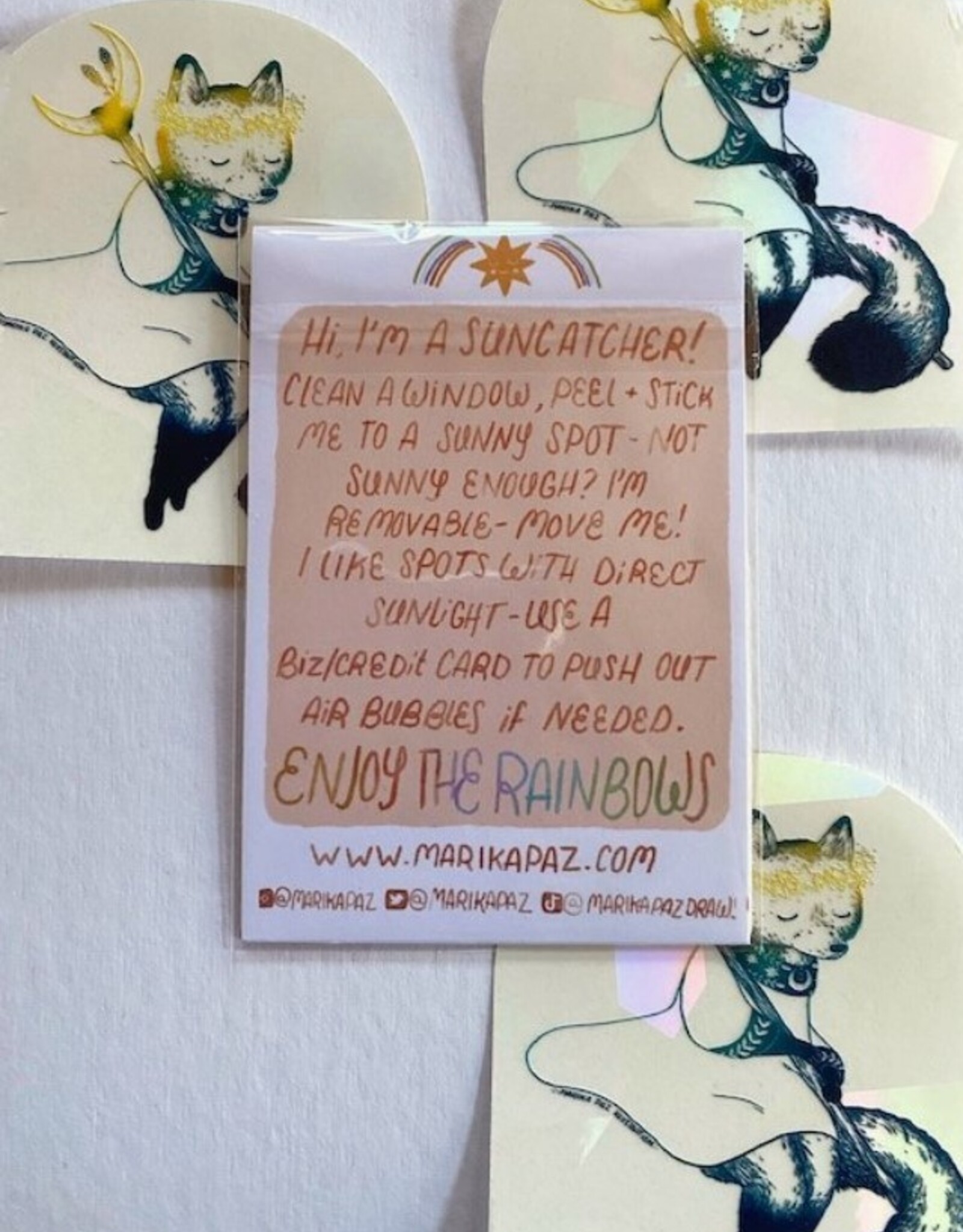 -Lunar Fox Rainbow Suncatcher Sticker
