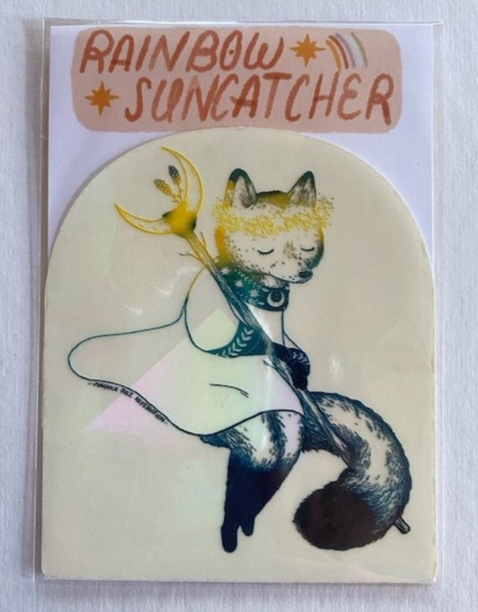 -Lunar Fox Rainbow Suncatcher Sticker
