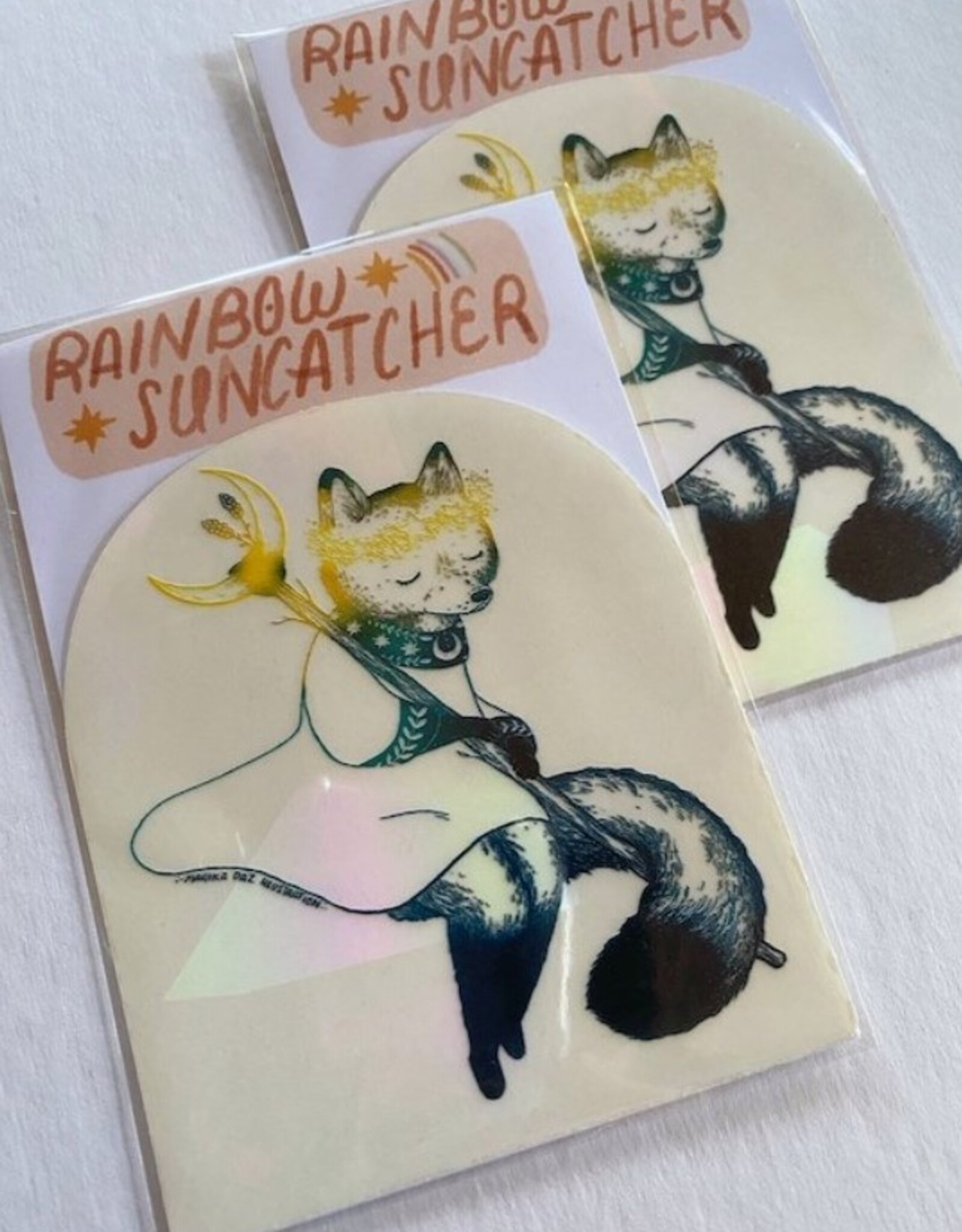 -Lunar Fox Rainbow Suncatcher Sticker