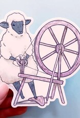 Spinning Wheel Sheep Vinyl Sticker