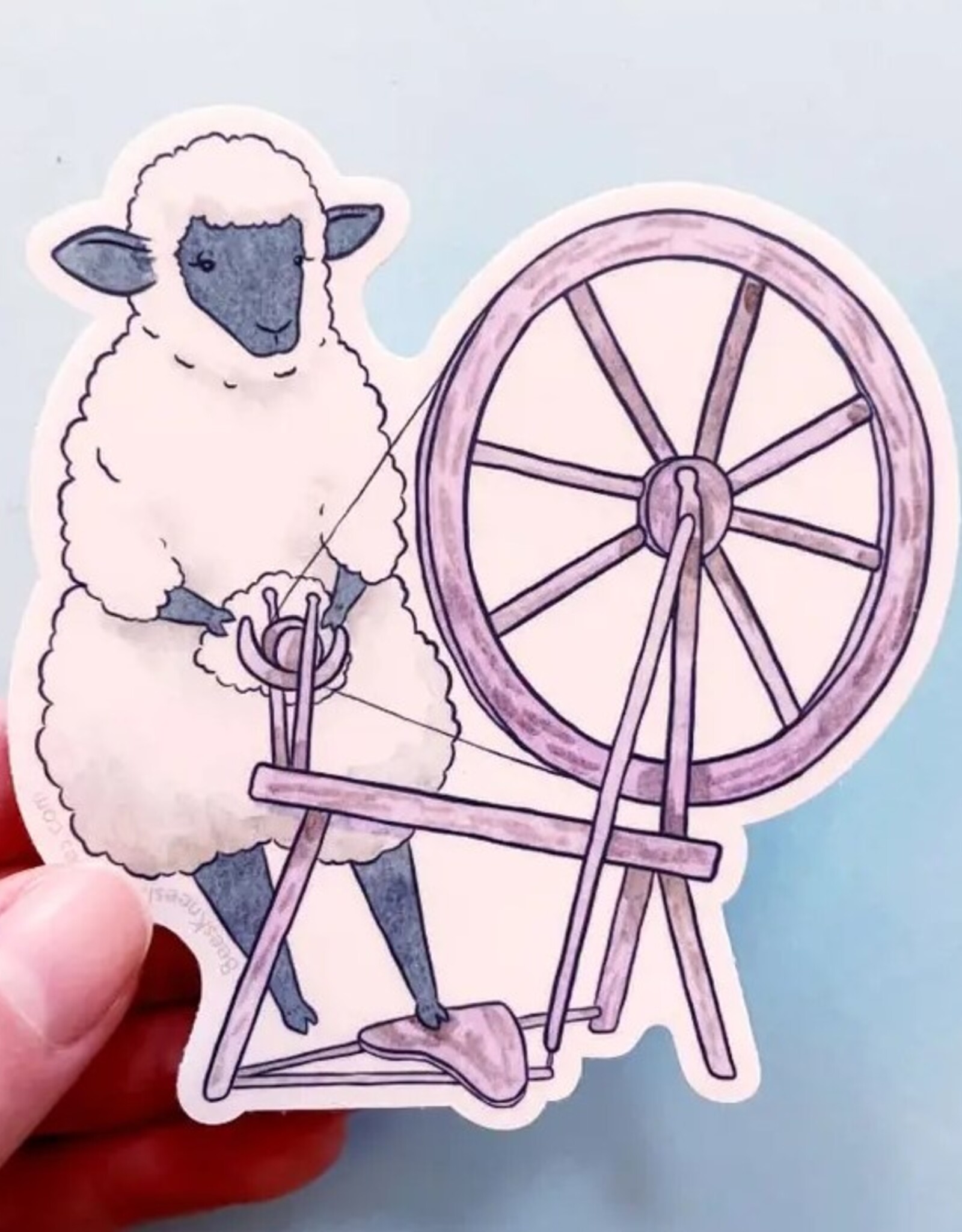 Spinning Wheel Sheep Vinyl Sticker