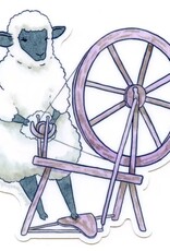 Spinning Wheel Sheep Vinyl Sticker