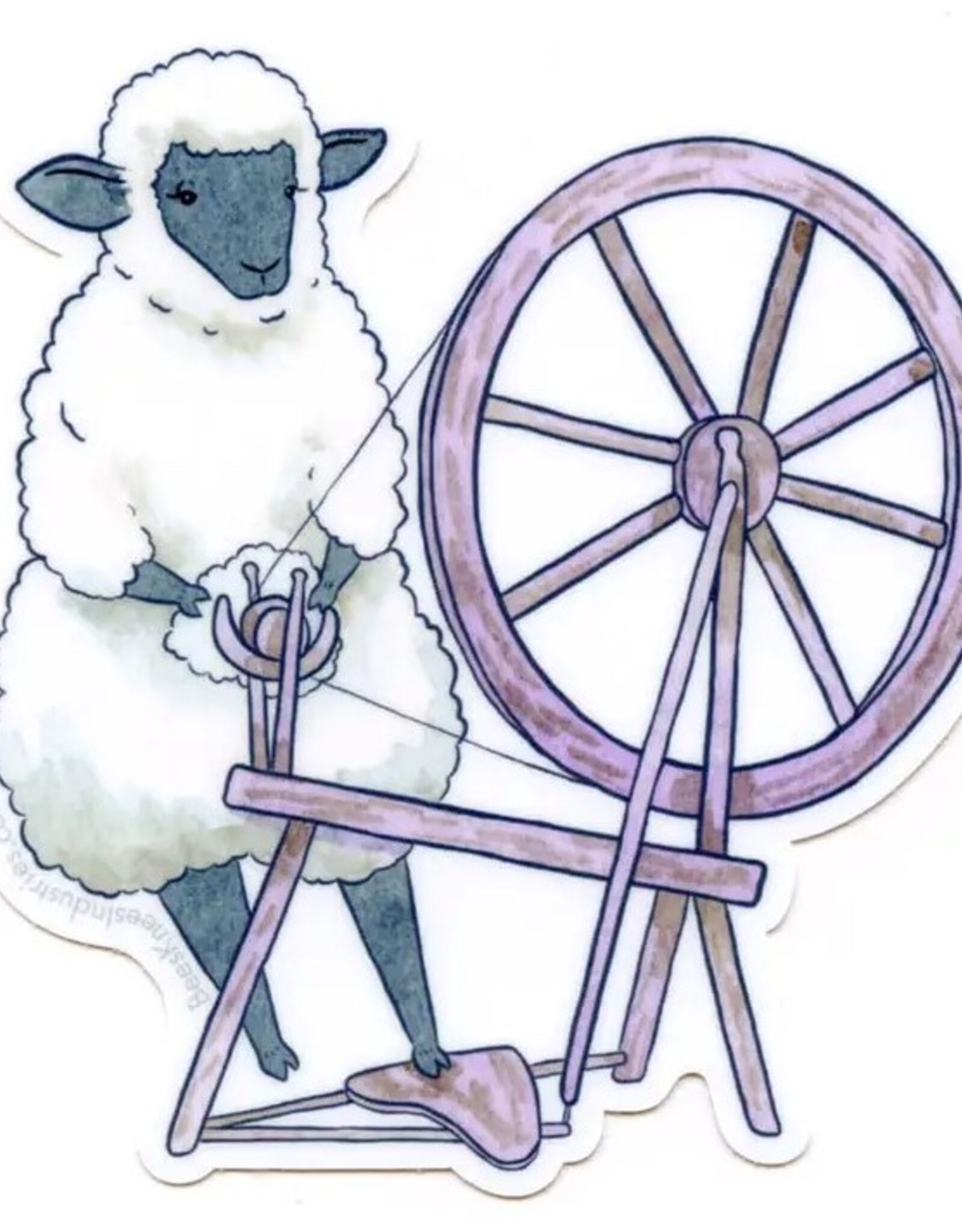 Spinning Wheel Sheep Vinyl Sticker