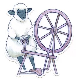 Spinning Wheel Sheep Vinyl Sticker