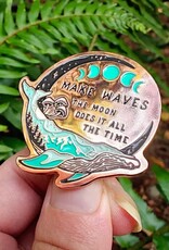 Make Waves - Enamel Pin - Rose Gold Witchy Whale Pnw Moon