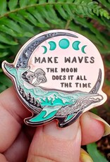 Make Waves - Enamel Pin - Rose Gold Witchy Whale Pnw Moon