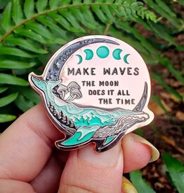 Make Waves - Enamel Pin - Rose Gold Witchy Whale Pnw Moon