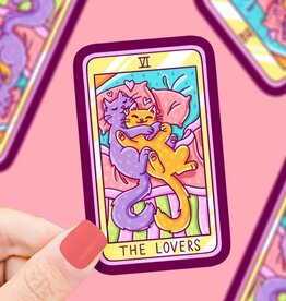 The Lovers Cat Major Arcana Tarot Card Vinyl Sticker