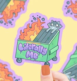 Dumpster Fire Literally Me Raccoon Funny Vinyl Sticker