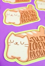 Just Loafing Around Cat Pun Funny Laptop Vinyl Sticker