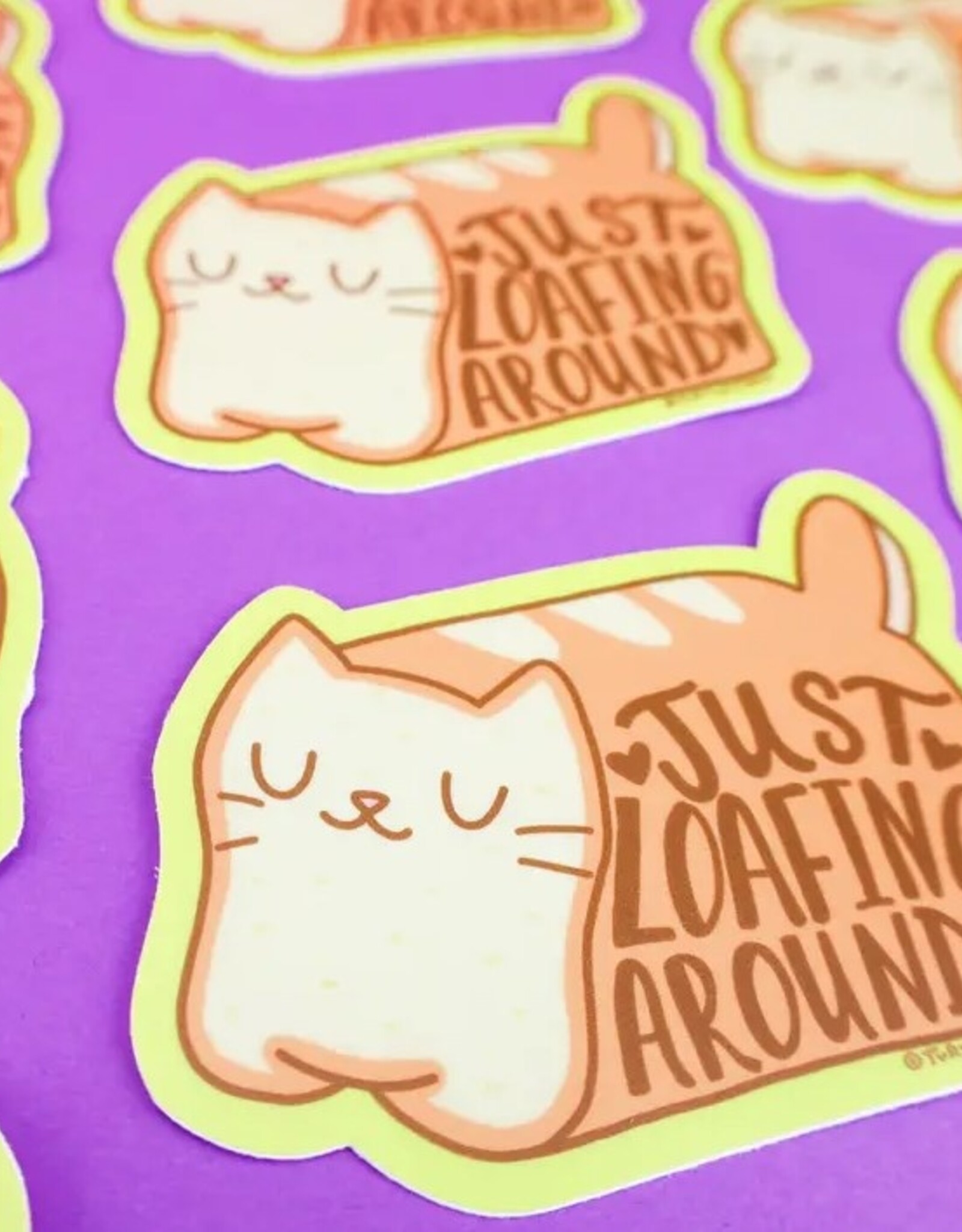 Just Loafing Around Cat Pun Funny Laptop Vinyl Sticker