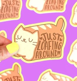 Just Loafing Around Cat Pun Funny Laptop Vinyl Sticker