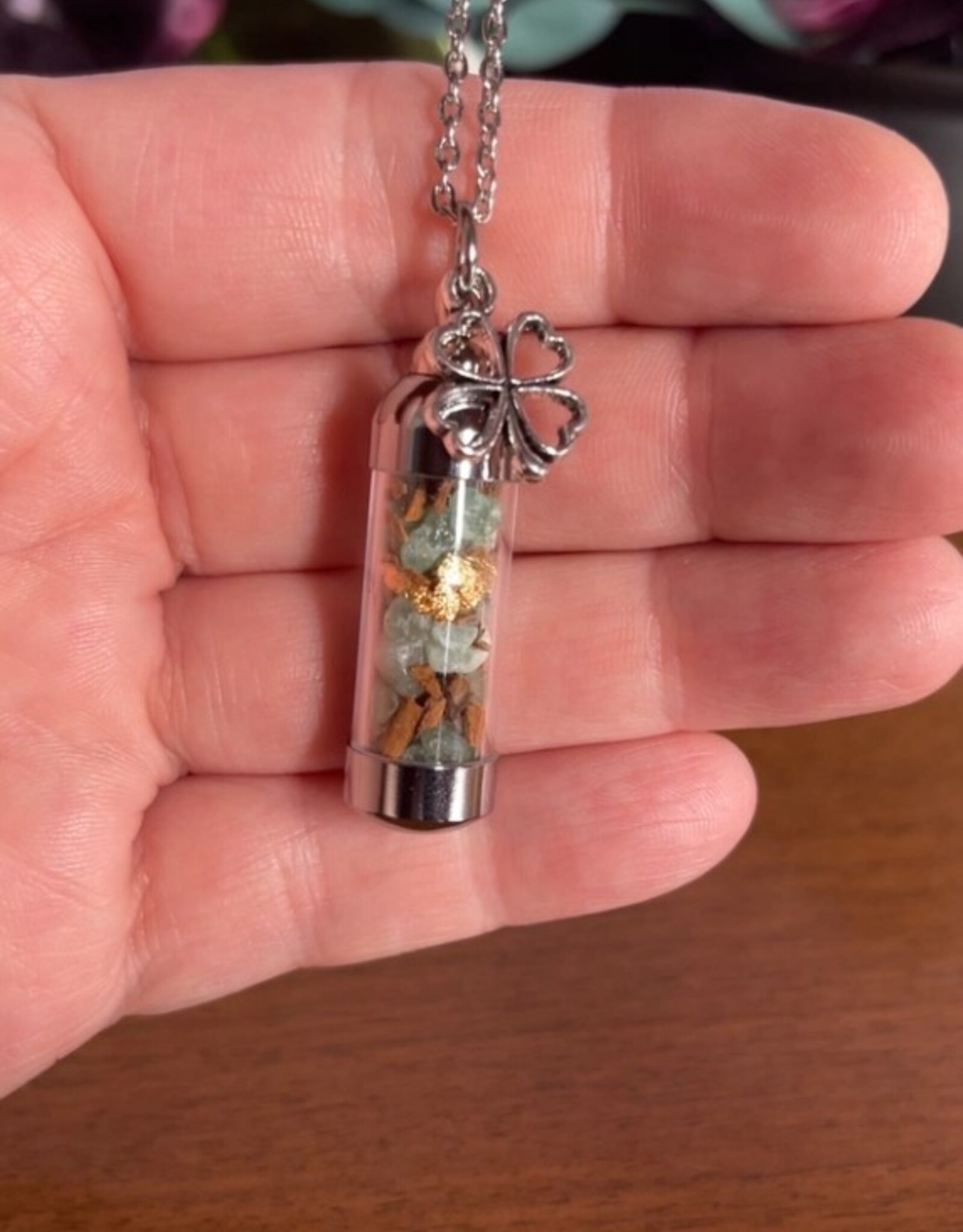 Abundance Spell Jar Amulet Necklace, Witchy Crystal Jewelry