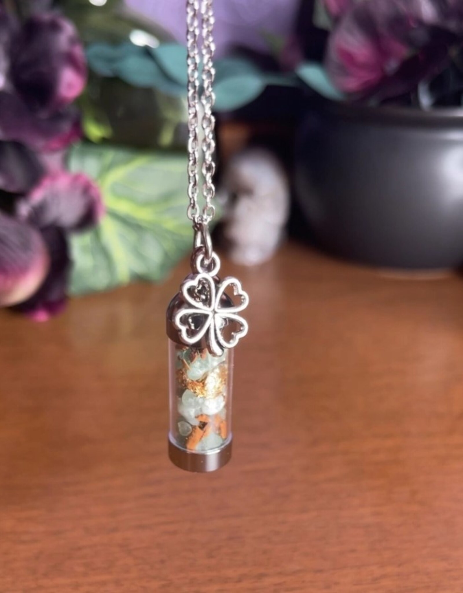 Abundance Spell Jar Amulet Necklace, Witchy Crystal Jewelry