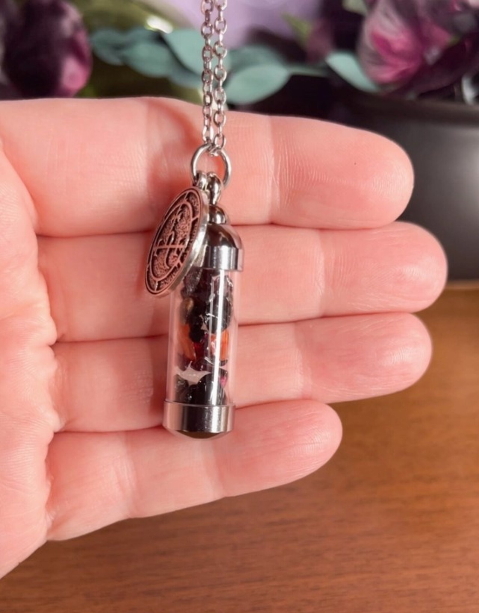 Lilith Spell Jar Amulet Necklace, Witchy Crystal Jewelry