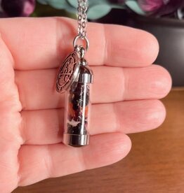 Lilith Spell Jar Amulet Necklace, Witchy Crystal Jewelry