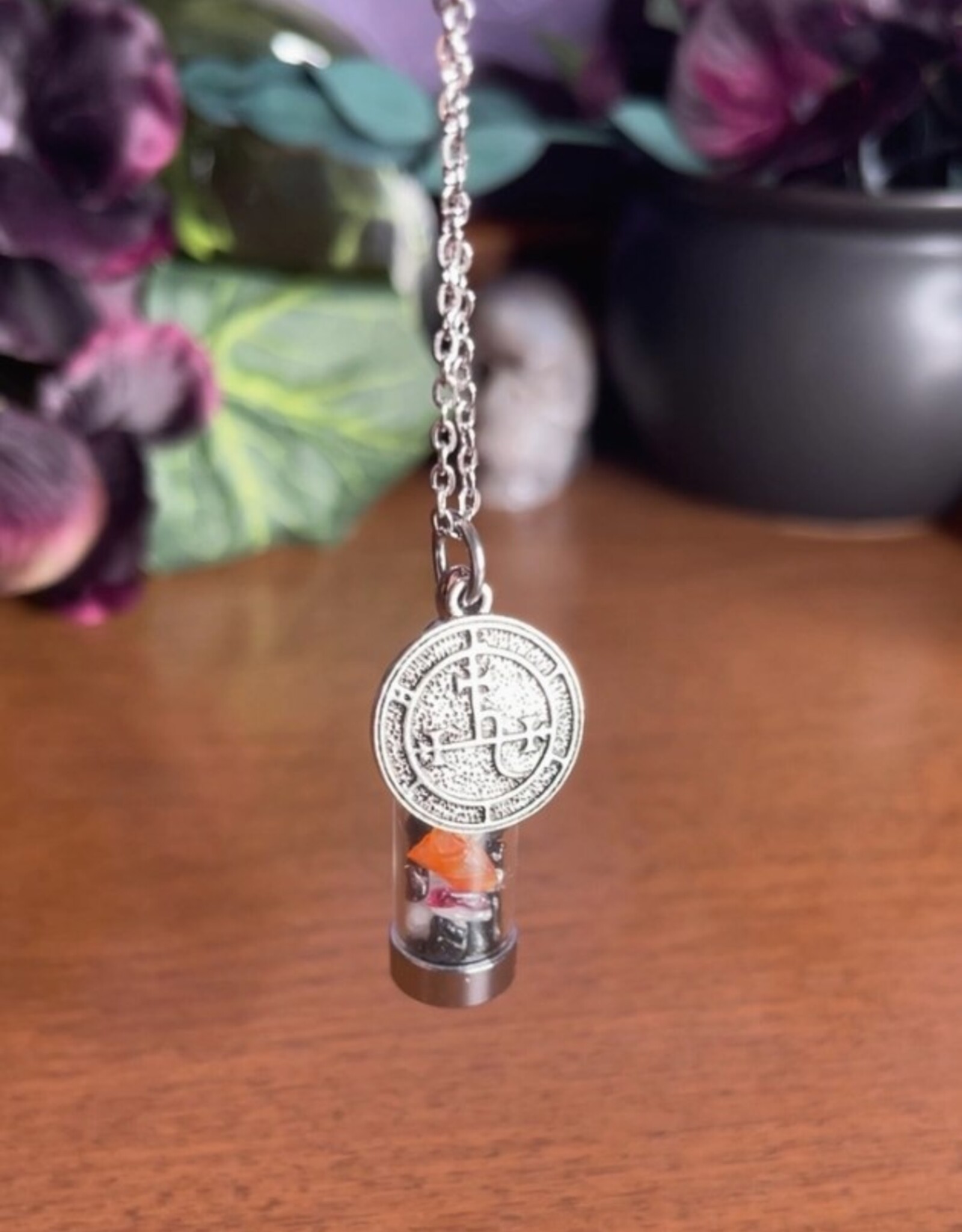 Lilith Spell Jar Amulet Necklace, Witchy Crystal Jewelry