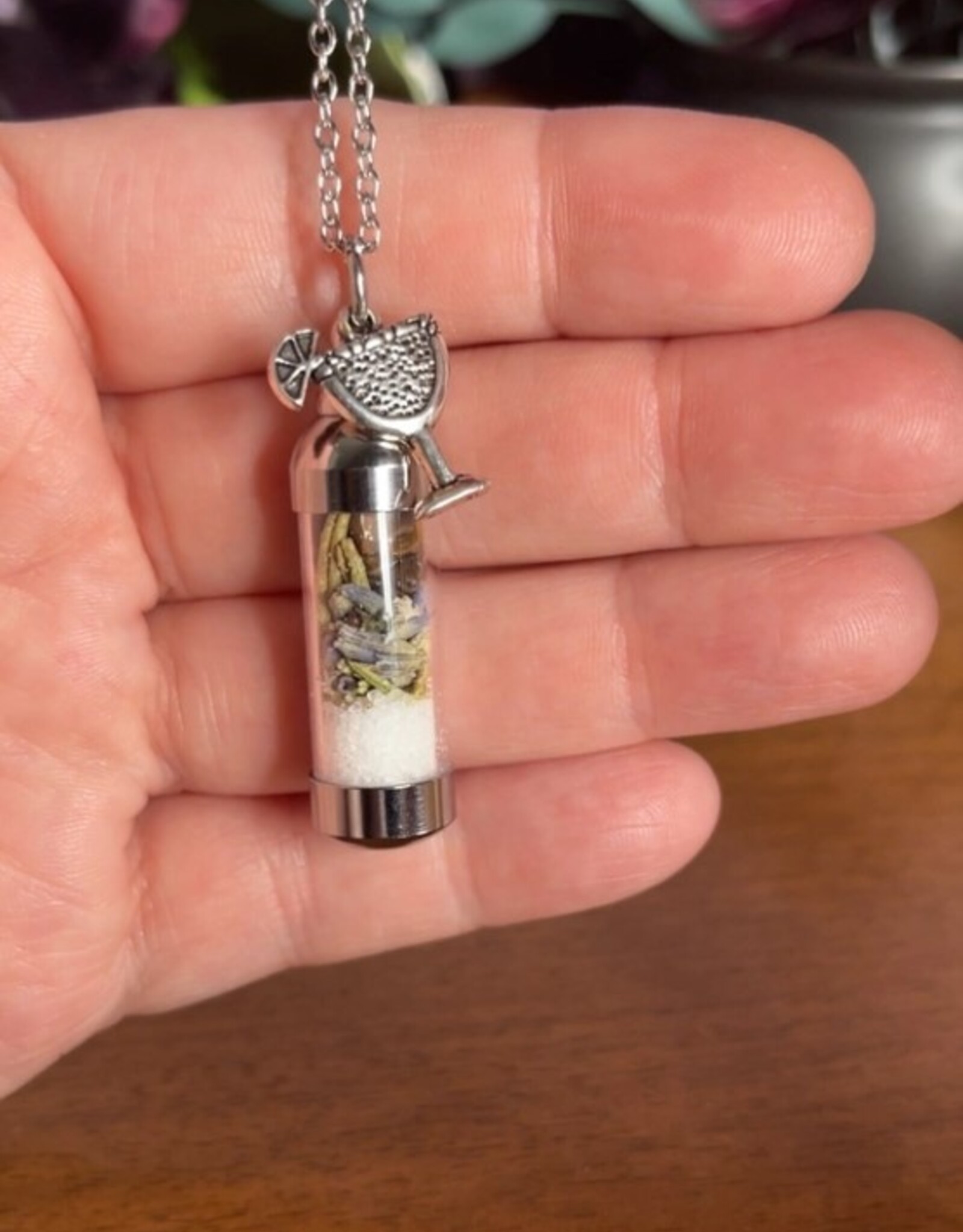 Practical Magic Spell Jar Necklace, Witchy Crystal Jewelry
