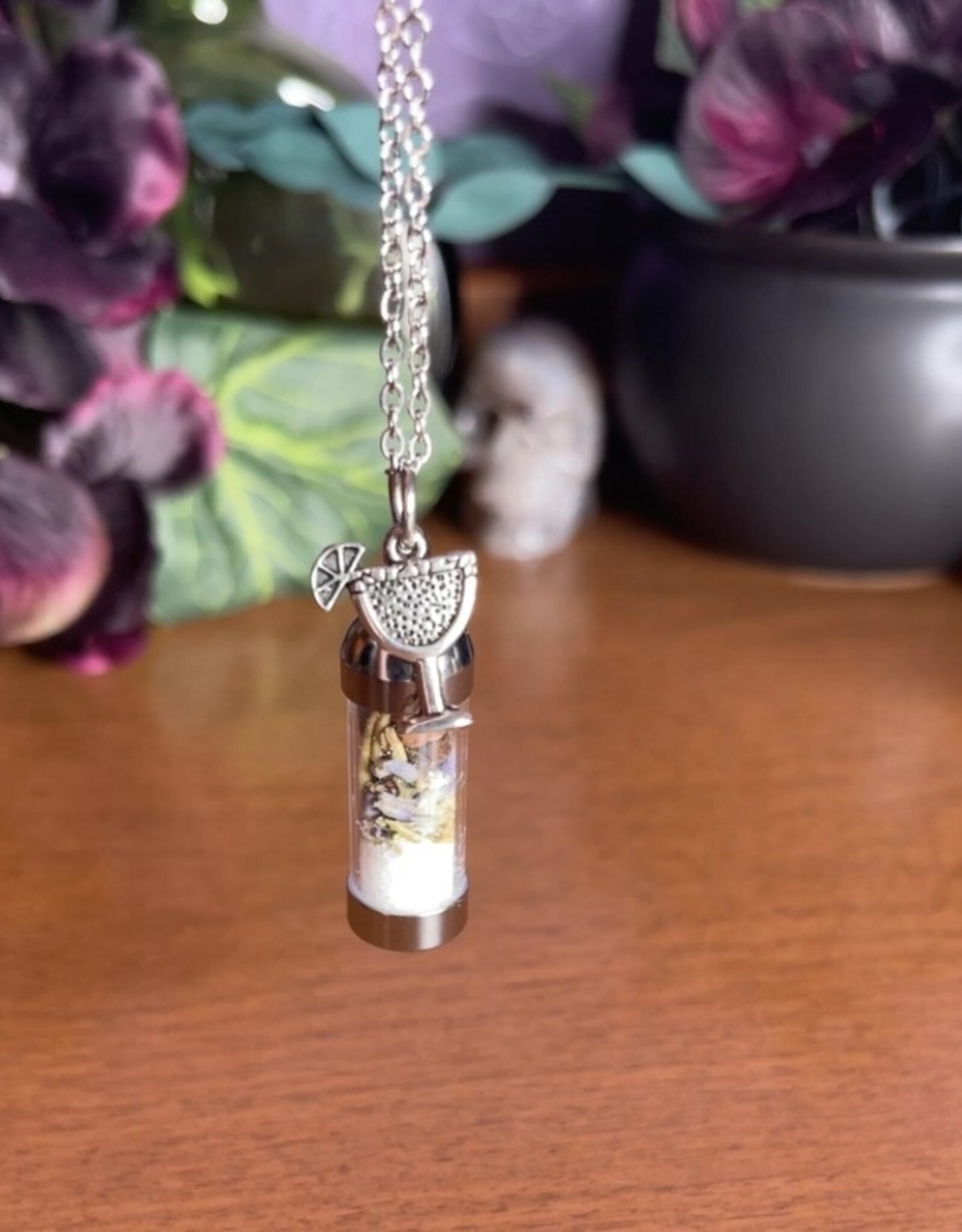 Practical Magic Spell Jar Necklace, Witchy Crystal Jewelry
