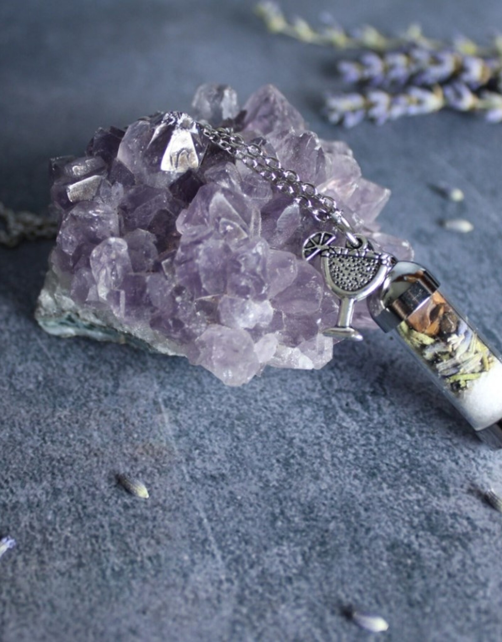 Practical Magic Spell Jar Necklace, Witchy Crystal Jewelry